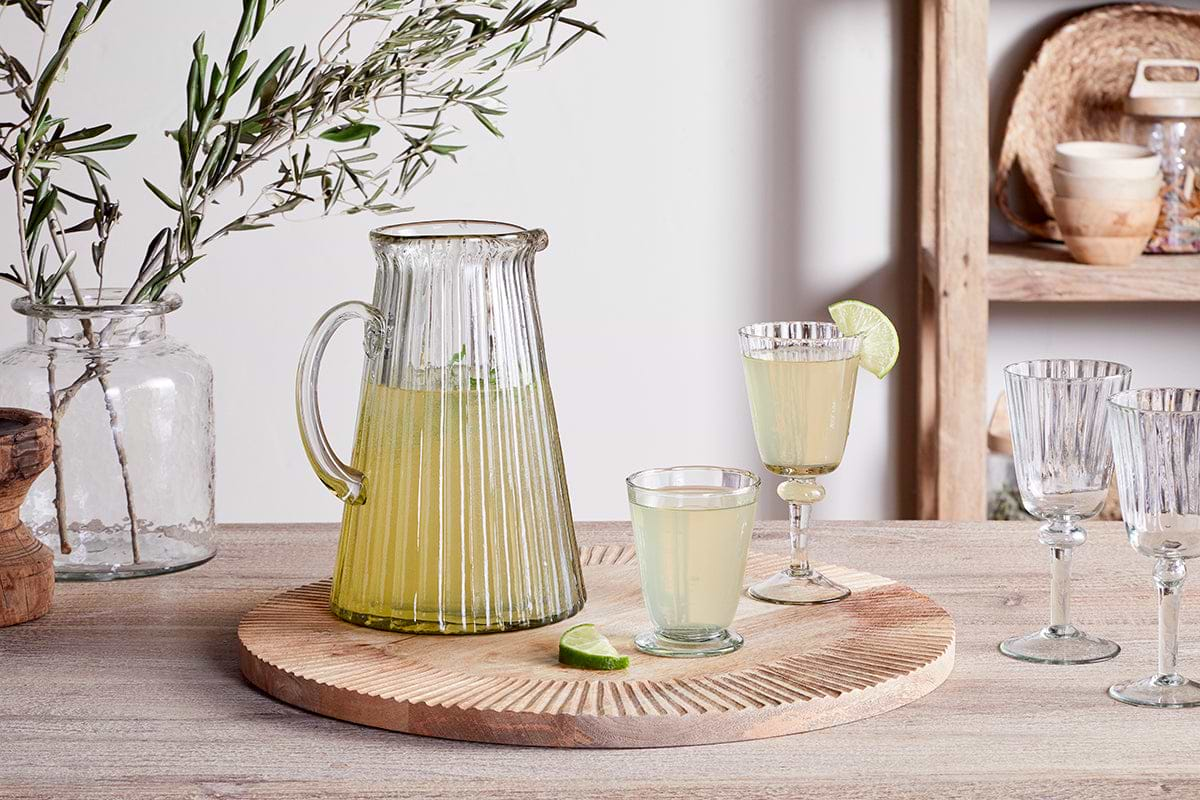 Minati Ribbed Glass Jug - Clear-nkuku