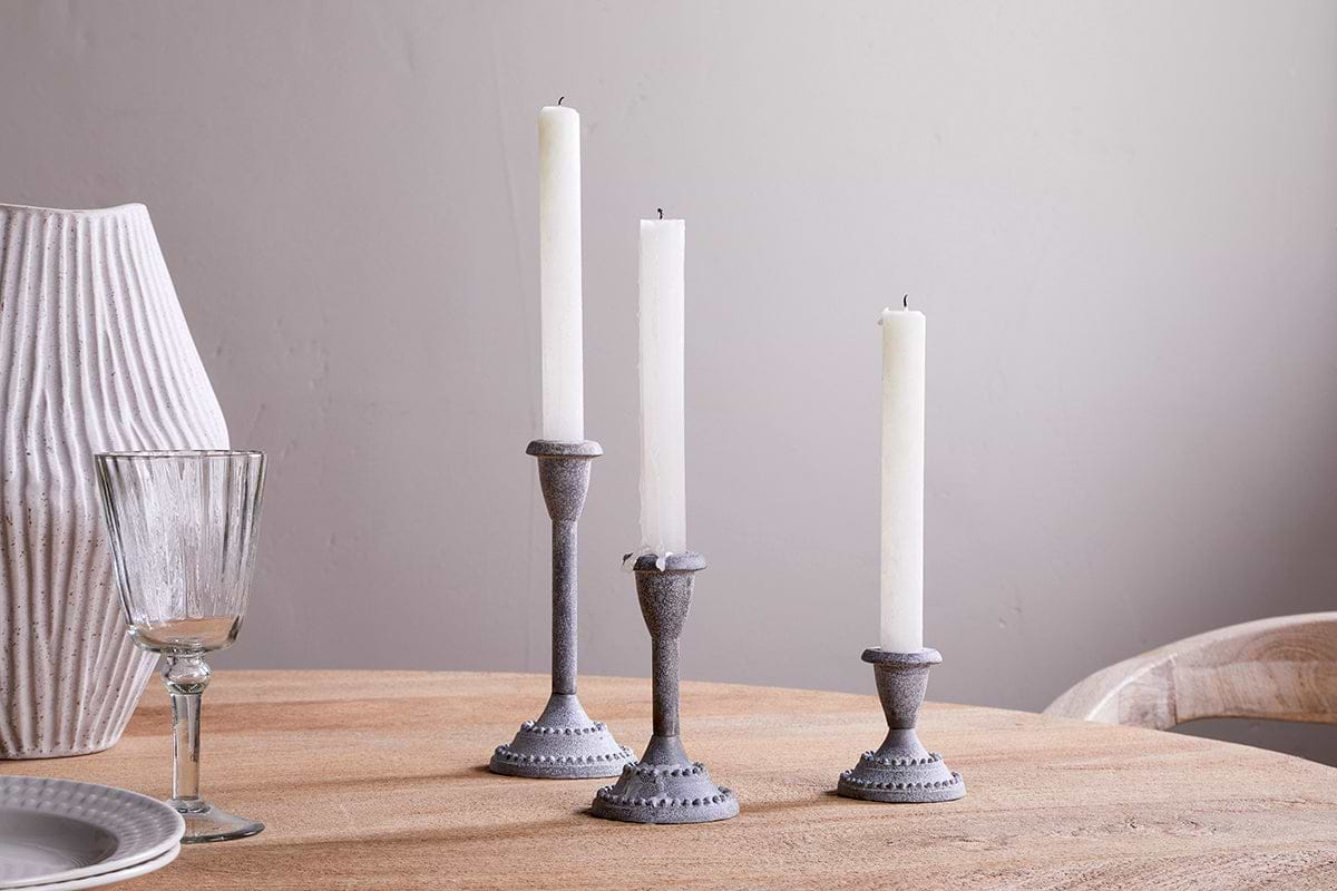 Moremi Candle Holders - Aged Zinc - (Set of 2)-nkuku