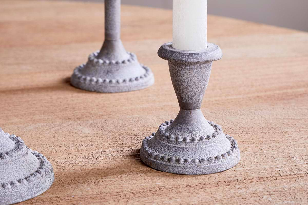 Moremi Candle Holders - Aged Zinc - (Set of 2)-nkuku