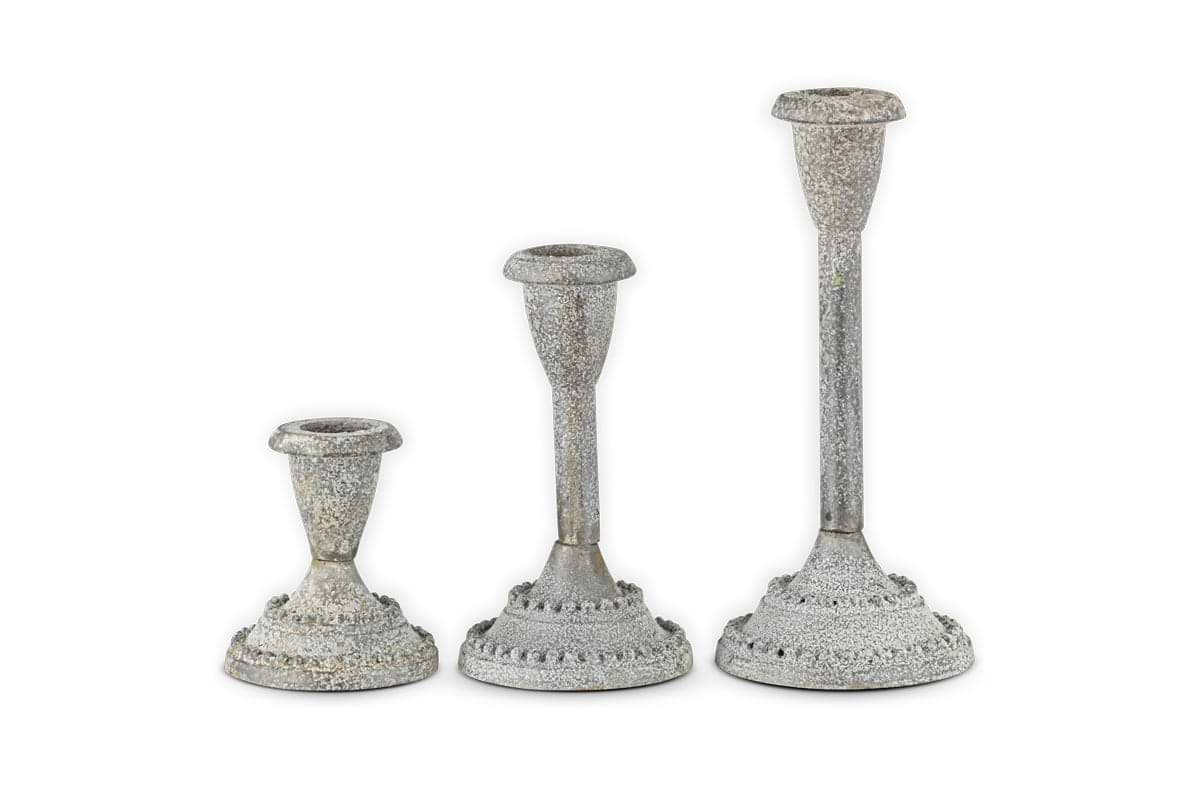 Moremi Candle Holders - Aged Zinc - (Set of 2)-nkuku