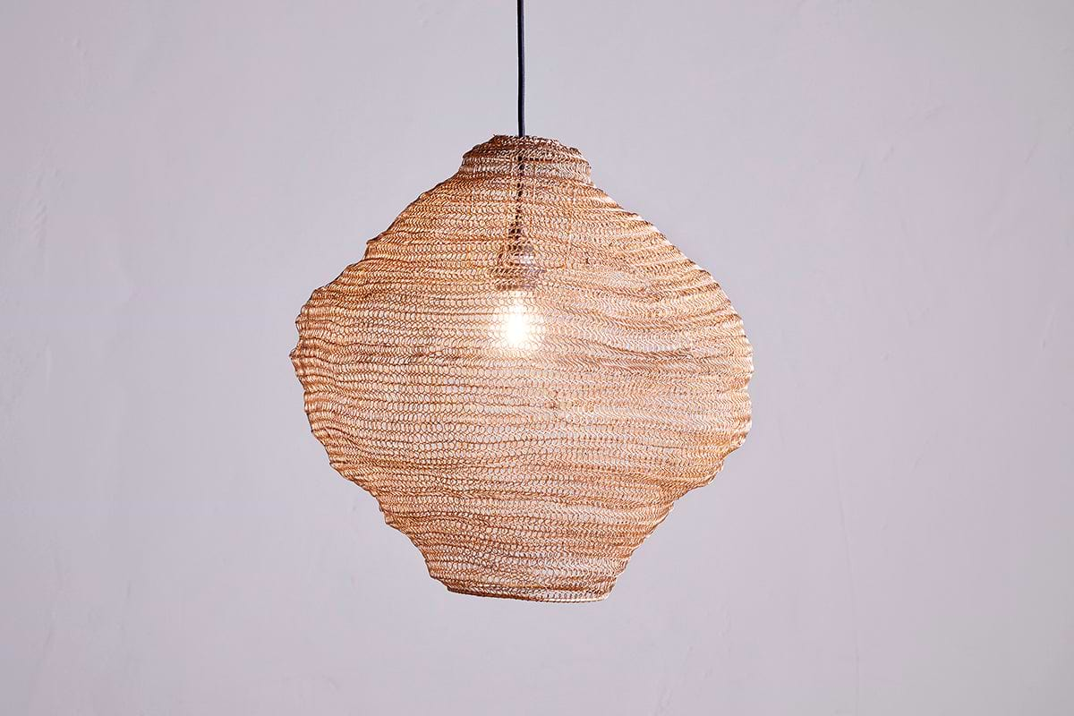 Mukuni Wire Lampshade - Brass - Small-nkuku