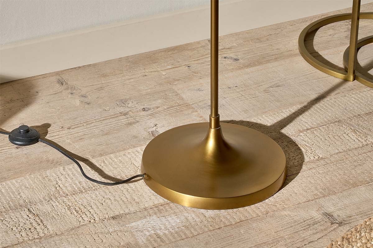 Mulia Recycled Glass Floor Lamp - Antique Brass-nkuku