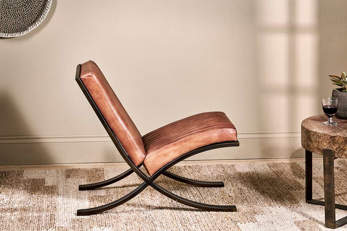 Narwana Ribbed Leather Lounger - Aged Tan