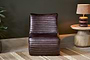 Navya Ribbed Leather Chair - Dark Brown