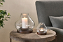 Naryla Mango Wood Lantern - Dark Stain & Clear