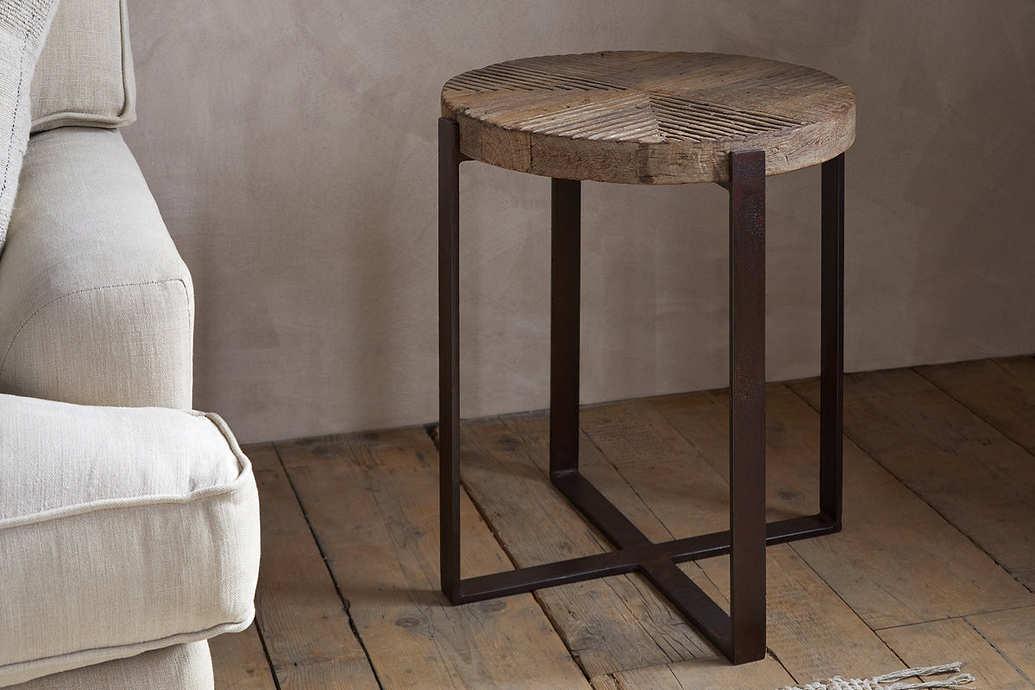 Chakala Reclaimed Wood Side Table - Reclaimed Wood & Iron