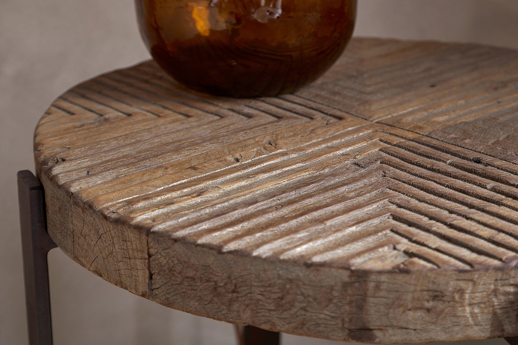 Chakala Reclaimed Wood Side Table - Reclaimed Wood & Iron