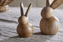 The nkuku Khara Mango Wood Rabbit Standing Decoration features two charming bunny silhouettes with visible wood grain and a smooth, natural finish—perfect for Easter décor or adding a nature-inspired touch to your space.