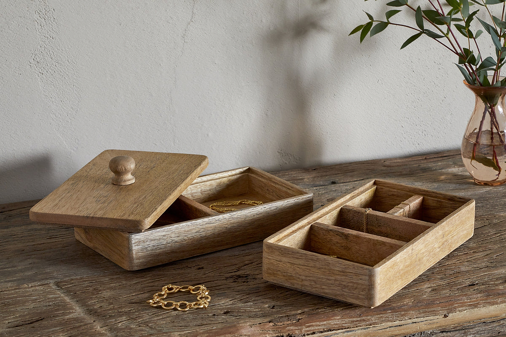 Chanya Mango Wood Jewellery Box - Natural