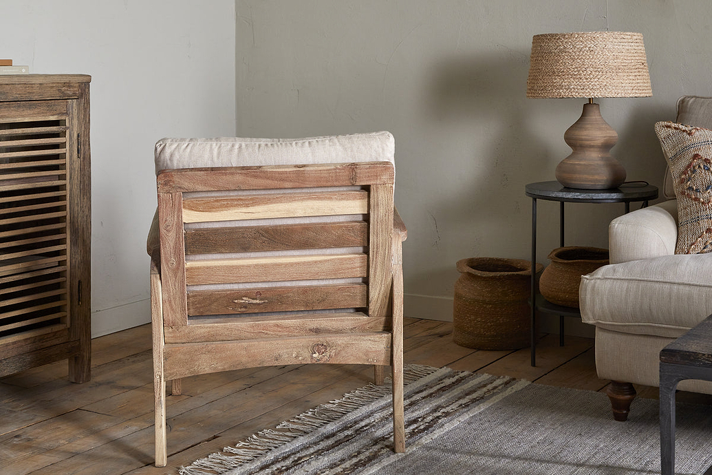 Jaya Acacia Wood & Linen Occasional Chair - Natural
