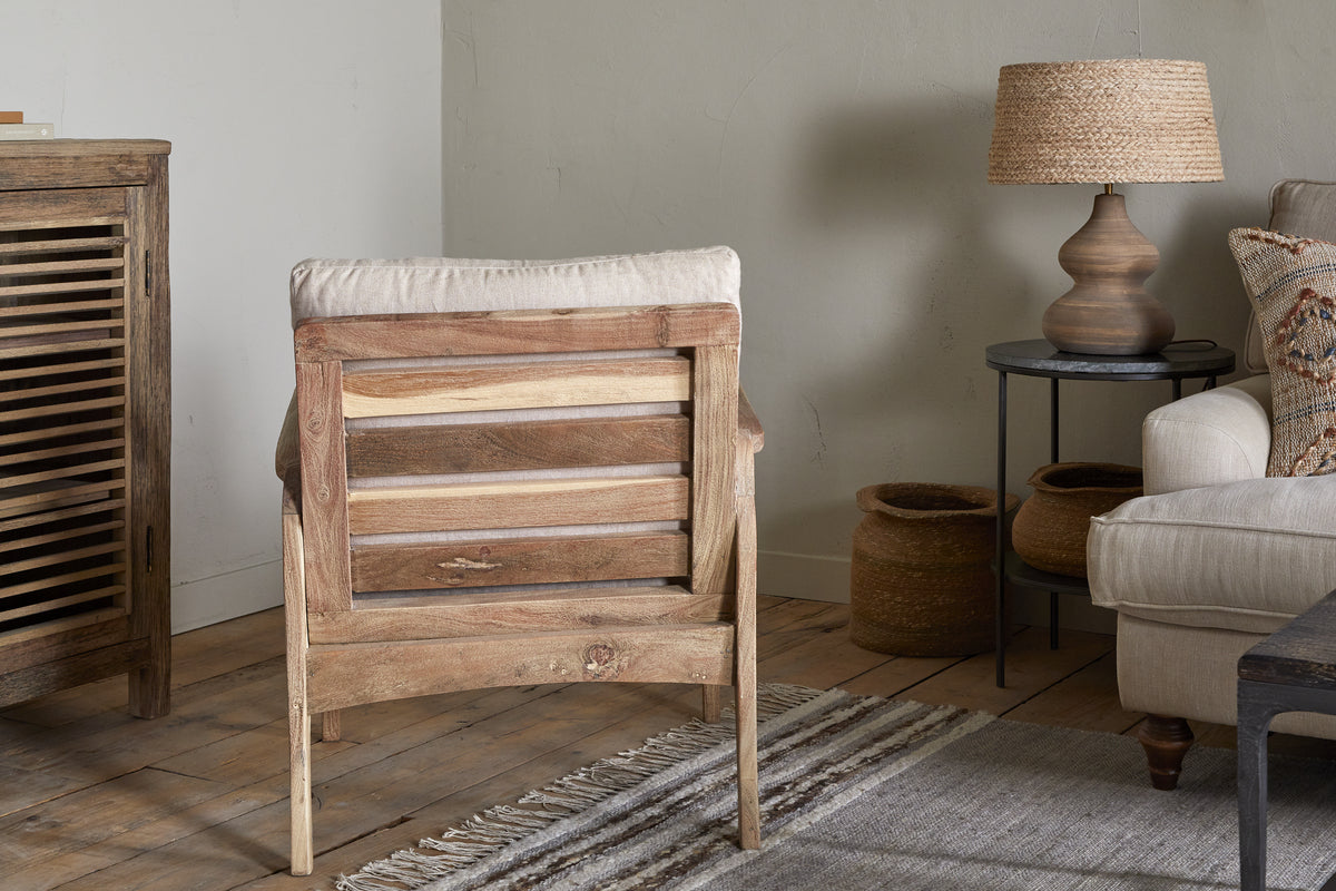 Jaya Acacia Wood & Linen Occasional Chair - Natural