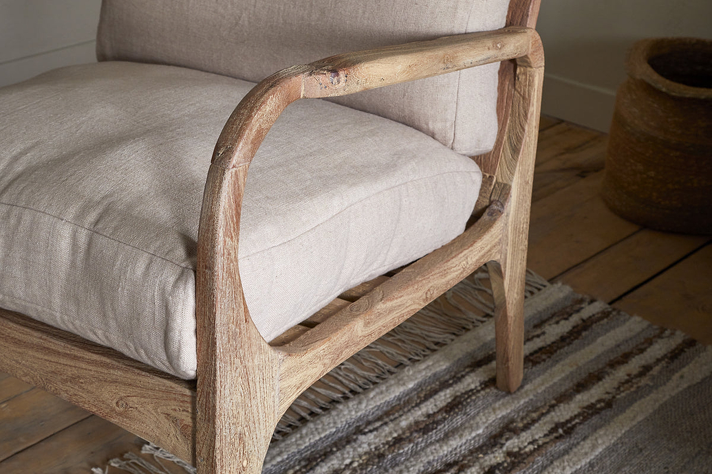 Jaya Acacia Wood & Linen Occasional Chair - Natural