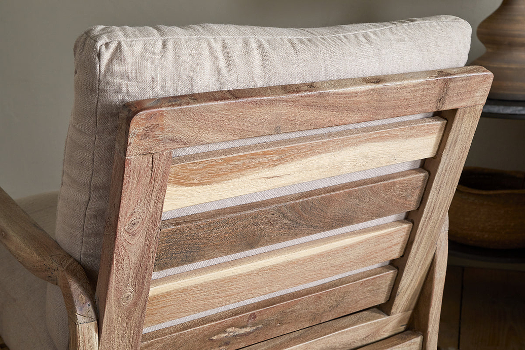 Jaya Acacia Wood & Linen Occasional Chair - Natural