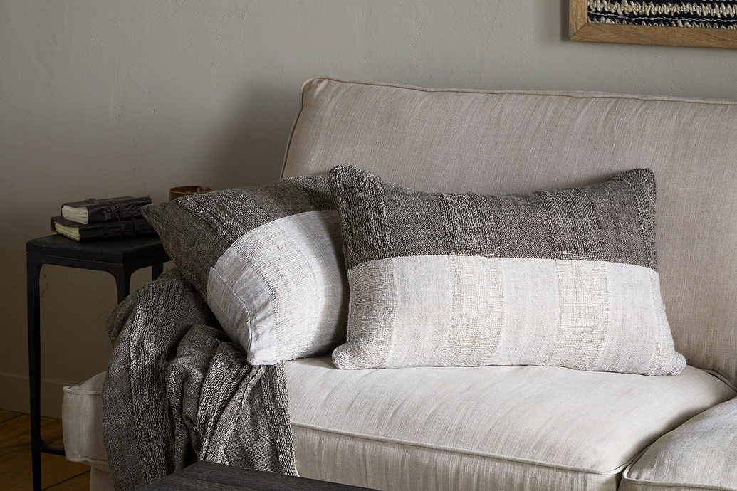 Munir Linen Cushion Cover - Charcoal