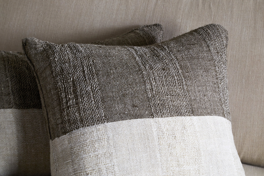 Munir Linen Cushion Cover - Charcoal