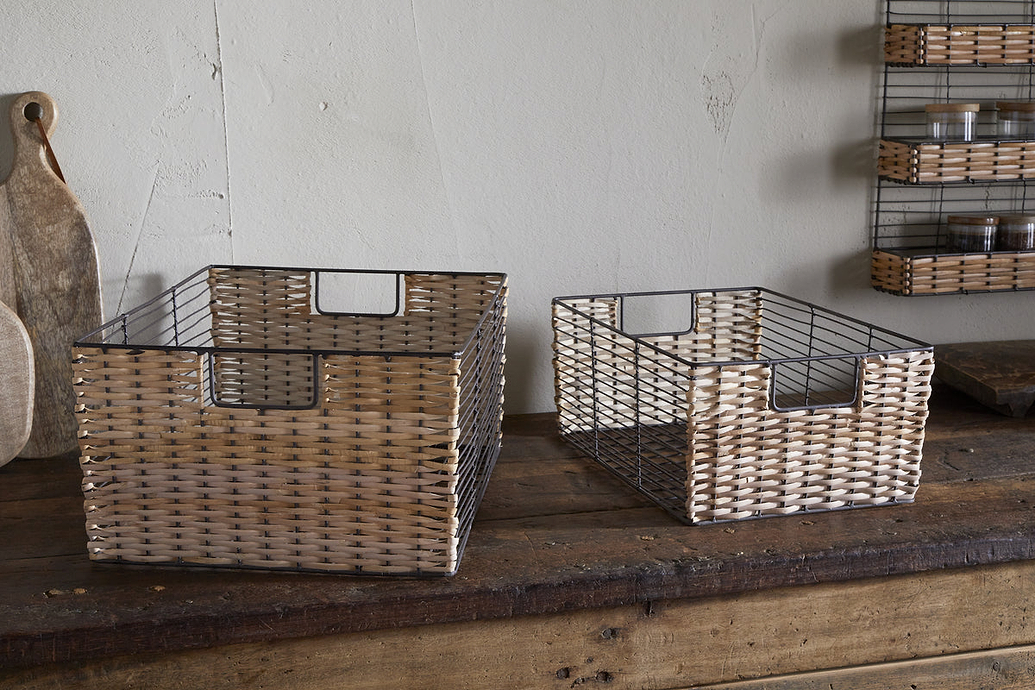 Montali Iron & Rattan Storage Baskets - Natural