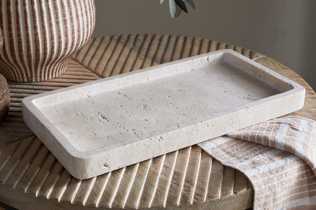 Ganda Travertine Vanity Tray - Cream