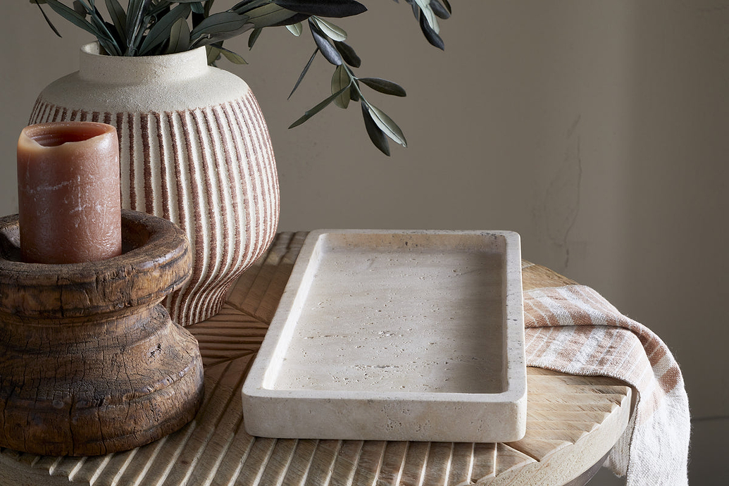 Ganda Travertine Vanity Tray - Cream