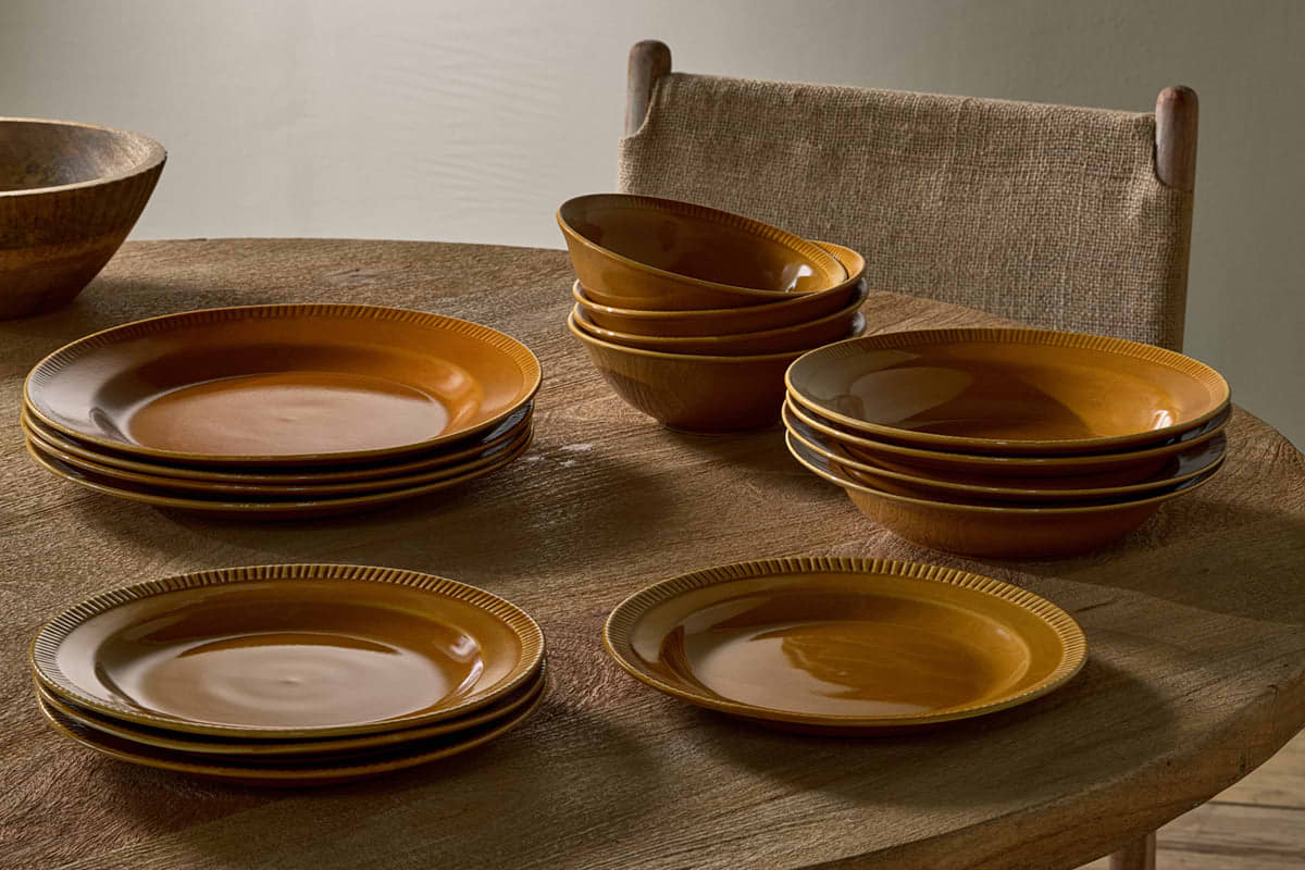 Nuwara Dinnerware Set  - Mustard (Set of 12)