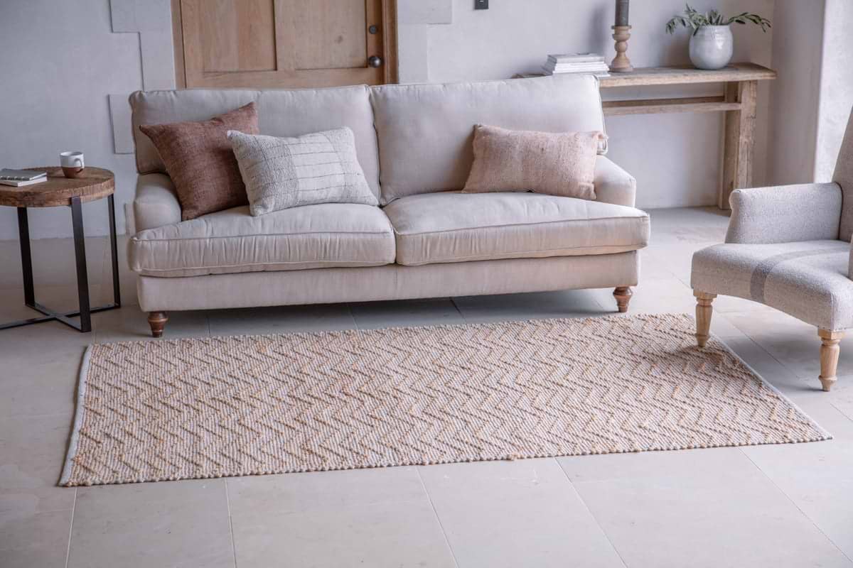 Nabami Chevron Jute Rug - Natural-nkuku