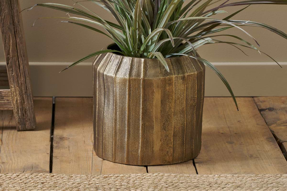 Nabara Cast Aluminium Planter - Antique Brass-nkuku