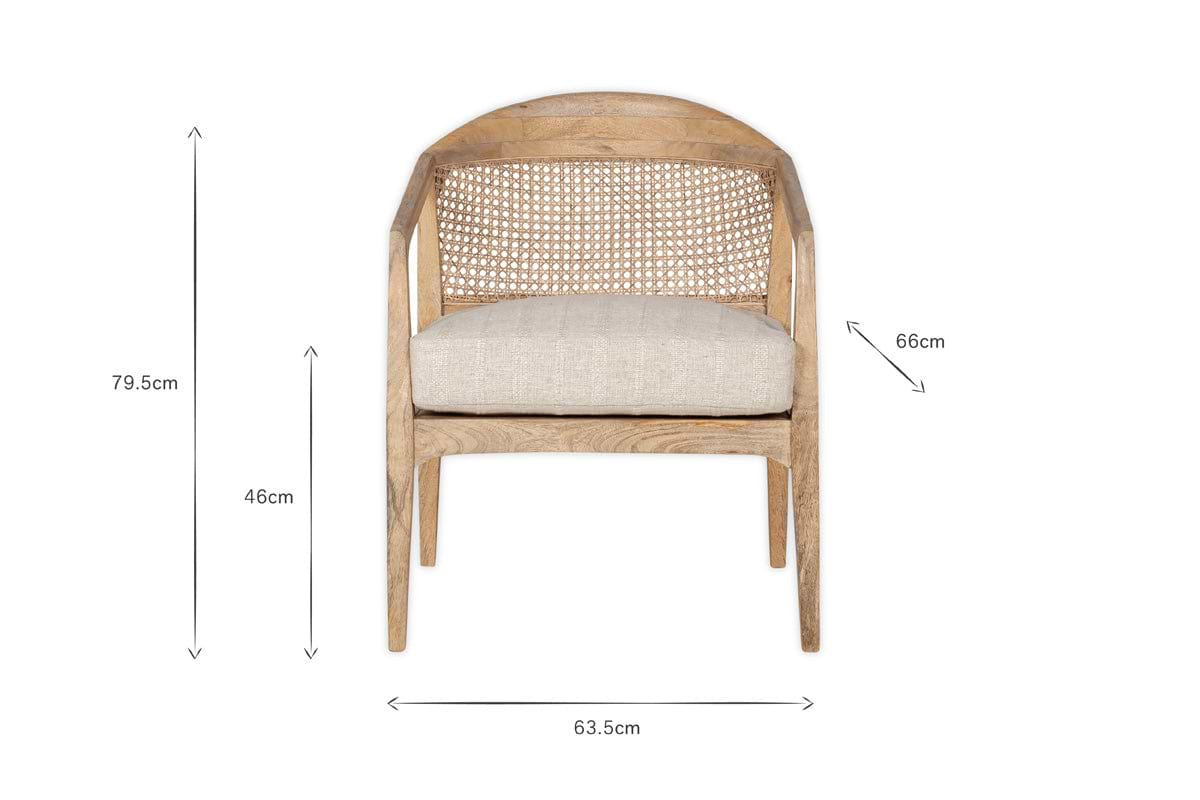 Nabhi Mango Wood & Cane Occasional Chair - Natural-nkuku