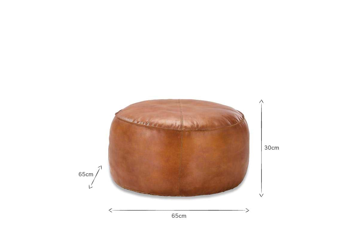 Nadu Leather Pouf - Aged Tan- nkuku