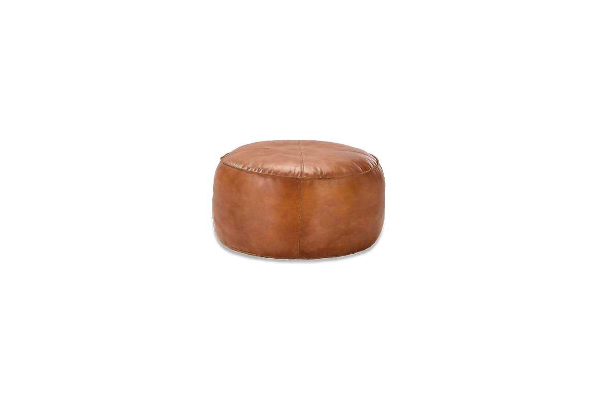 Nadu Leather Pouf - Aged Tan- nkuku