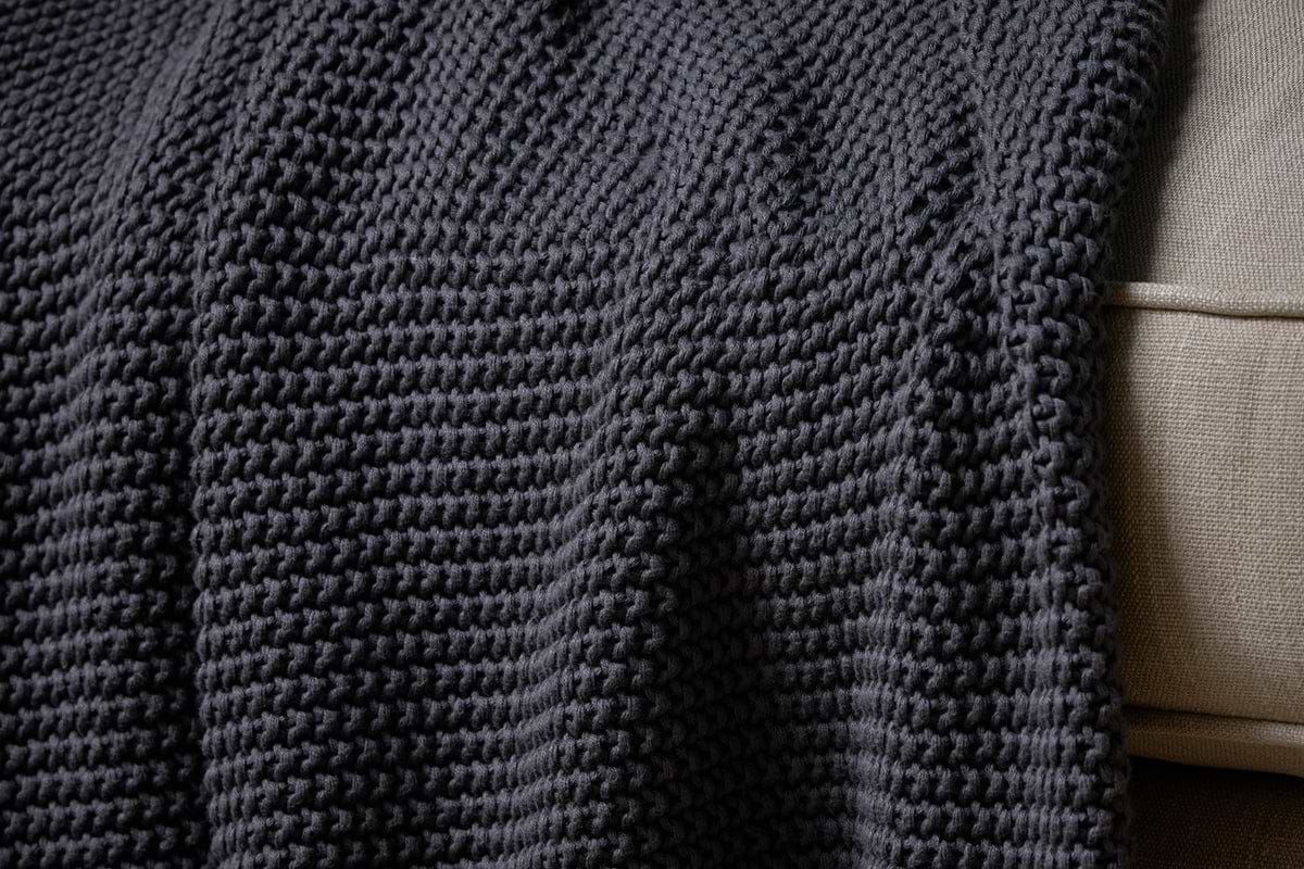 Nahan Moss Stitch Cotton Throw - Charcoal-nkuku