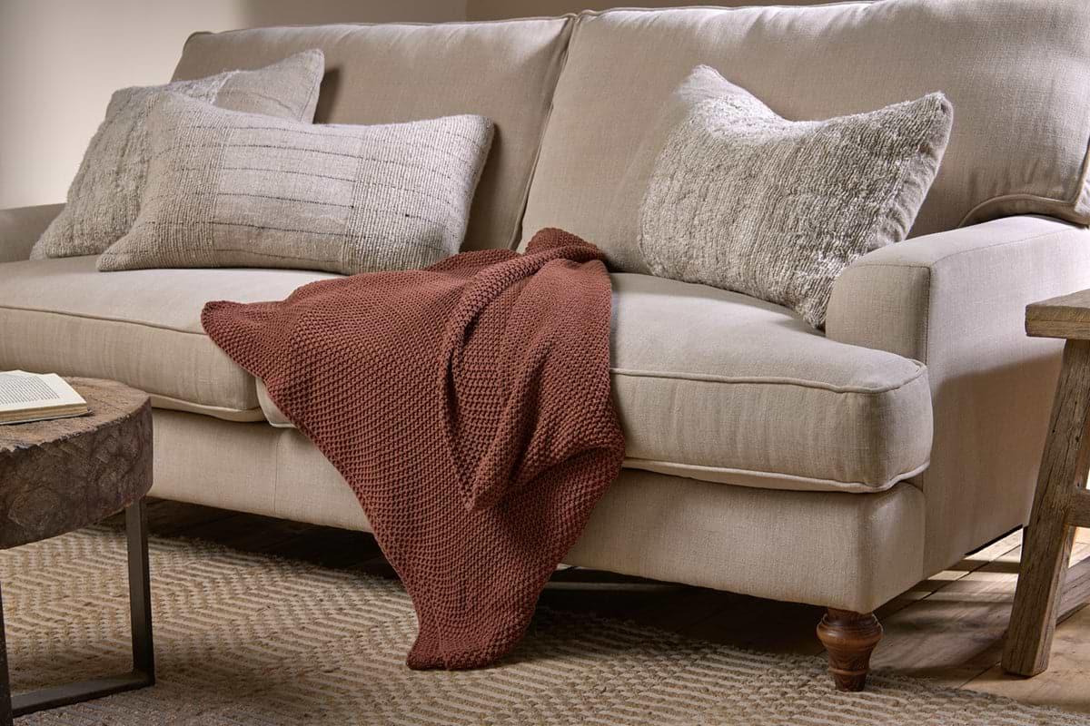 Nahan Moss Stitch Cotton Throw - Rust-nkuku