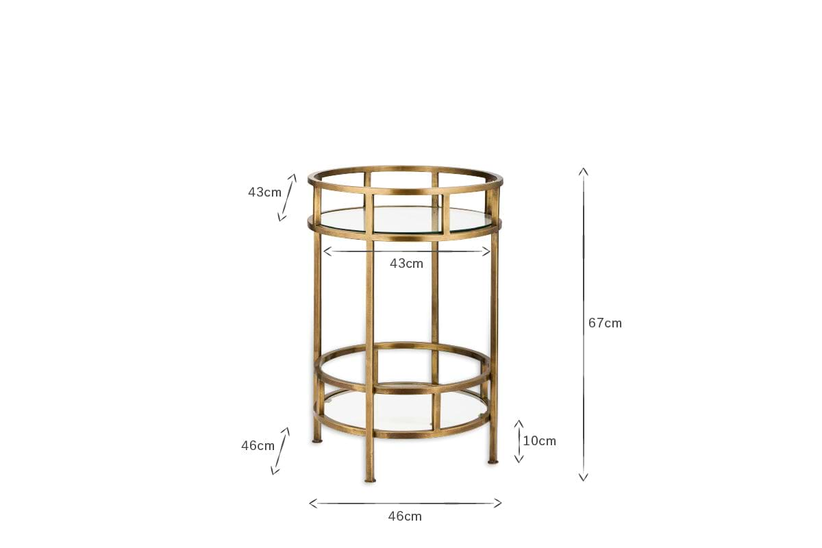 Nakuru Iron & Glass Drinks Table - Brass- nkuku