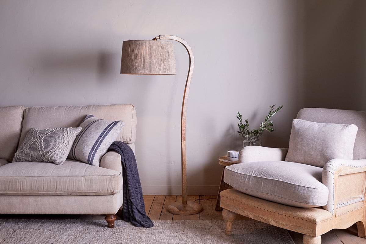 Namira Mango Wood Floor Lamp - Natural-nkuku