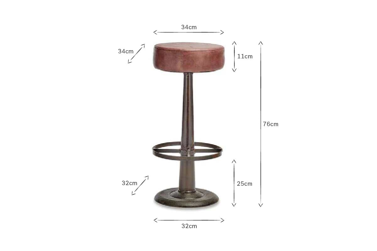 Narwana Leather Round Stool - Chocolate Brown-nkuku