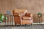 Narwana Ribbed Leather Armchair - Aged Tan- nkuku