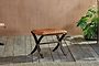 Narwana Ribbed Leather Footstool - Aged Tan- nkuku