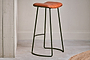 Narwana Ribbed Leather Stool - Aged Tan - Large-nkuku