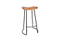 Narwana Ribbed Leather Stool - Aged Tan - Large-nkuku