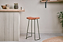 Narwana Ribbed Leather Stool - Aged Tan - Large-nkuku