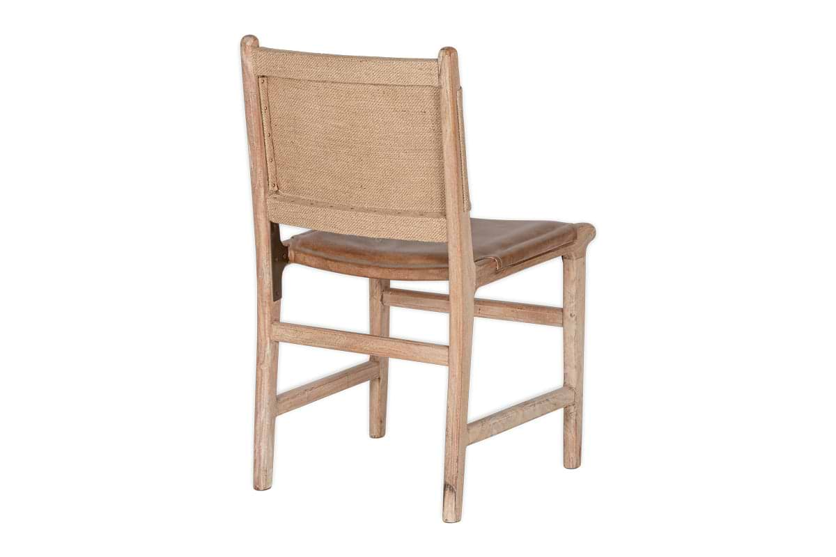 Nayan Leather & Jute Dining Chair - Tan-nkuku