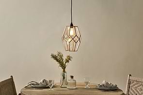 Nazat Panelled Glass Easy Fit LampShade - Clear & Antique Brass-nkuku