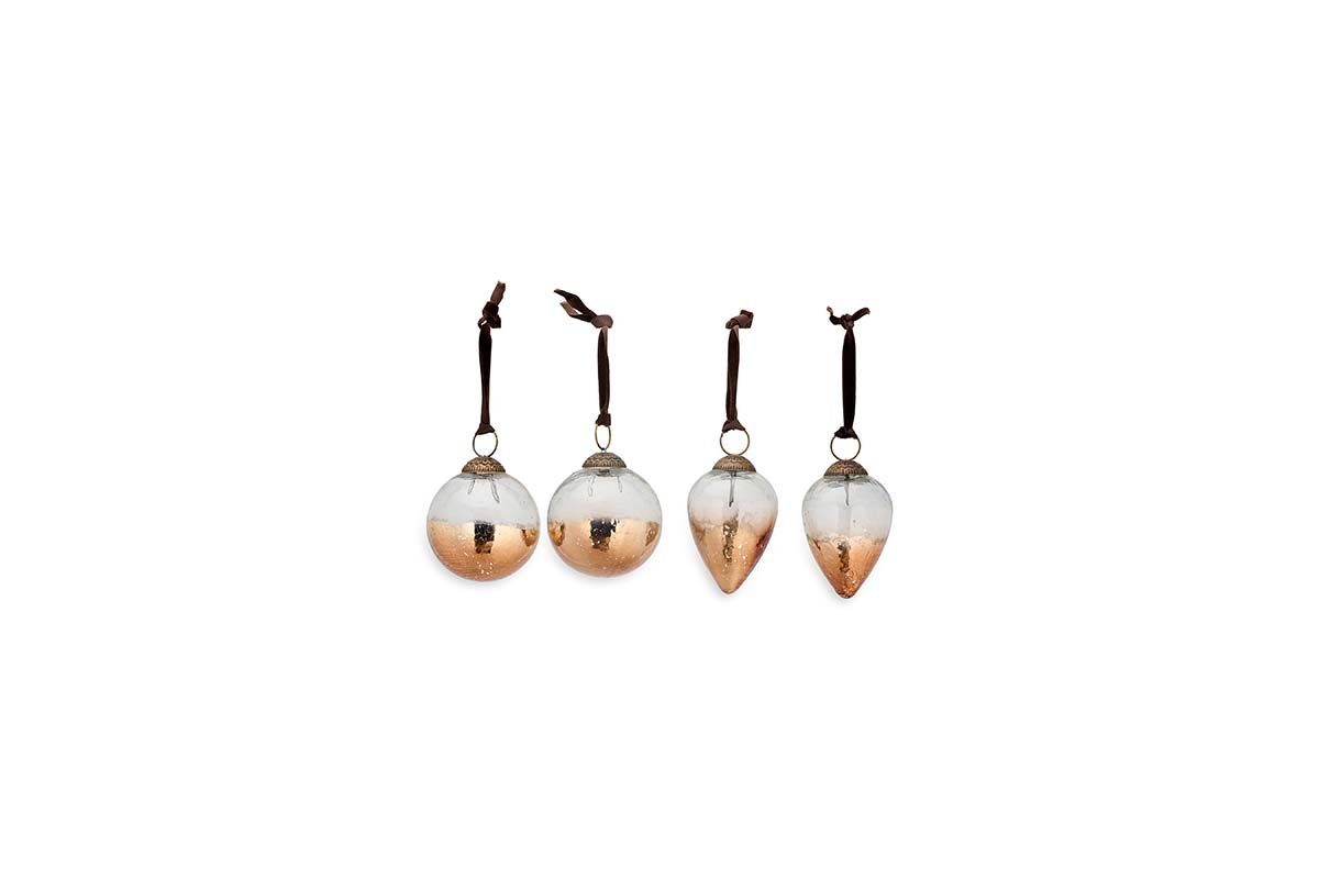 Nevasa Baubles - Clear & Antique Copper (Set of 4)-nkuku