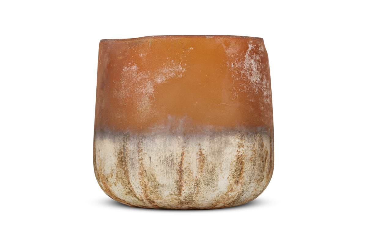 Ngolo Tealight Holder - Antiqued Amber-nkuku