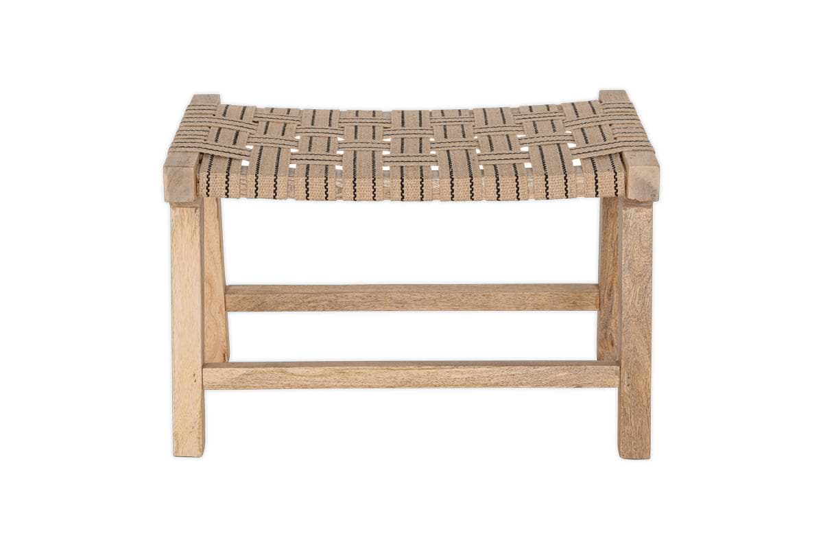 Nish Mango Wood & Jute Strap Stool - Natural- nkuku