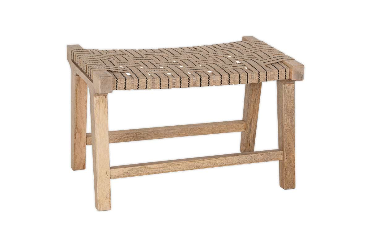 Nish Mango Wood & Jute Strap Stool - Natural- nkuku