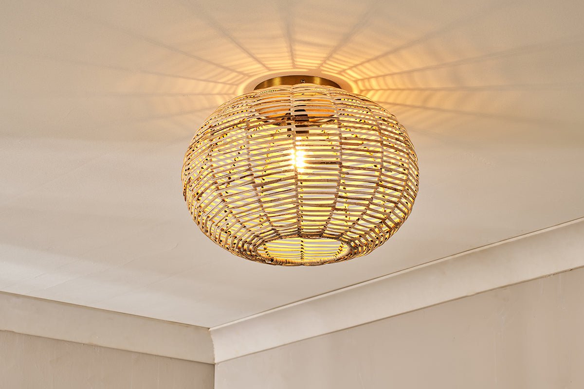 Noko Rattan Flush Ceiling Light-nkuku