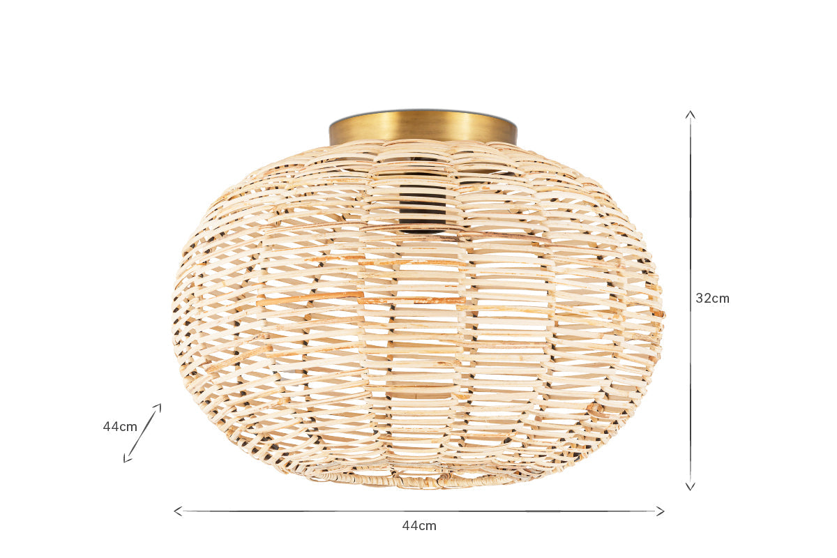 Noko Rattan Flush Ceiling Light-nkuku