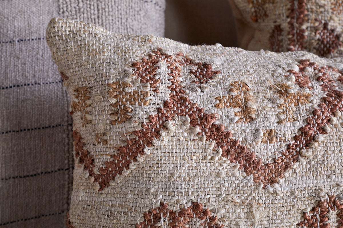 Nuvali Cotton & Jute Cushion Cover - Rust-nkuku