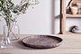 Nyati Mango Wood Etched Round Tray - Dark-nkuku