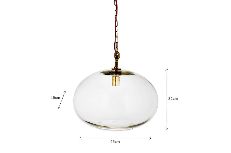 Otoro Recycled Glass Pendant - Clear Glass - Large Round