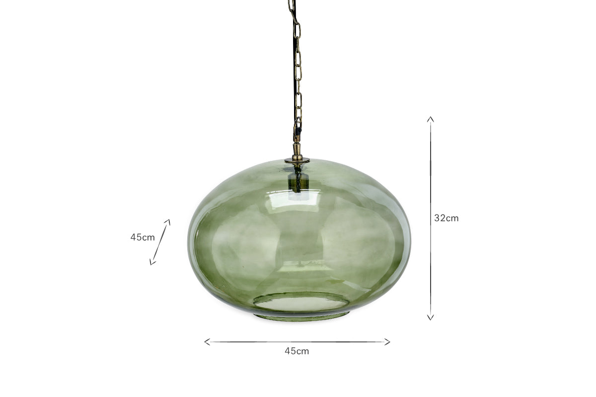 Otoro Recycled Glass Pendant - Green Smoke - Large Round